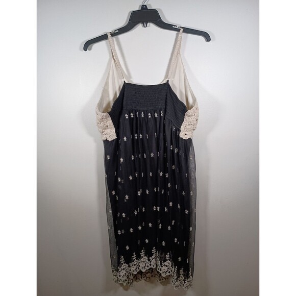 J Gee Cream Crochet Y2K Embroidered Black Mesh Dress Lined Fairy Plus Size 3X - Picture 6 of 10